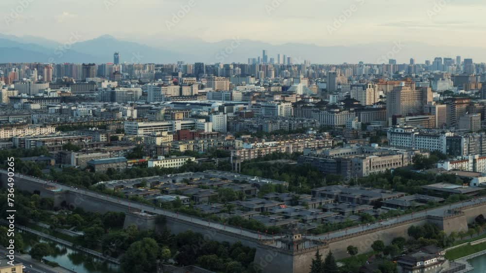 Time lapse view of Xian city urban buildings Time lapse view of Xian city urban buildings