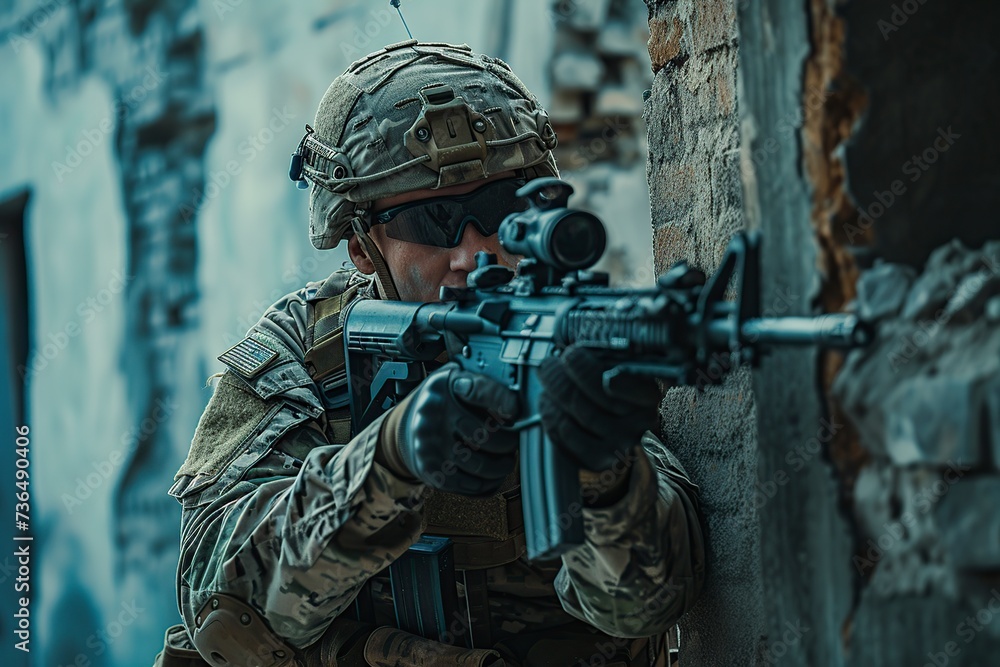 uniformed soldier deployed in a war zone on a mission uniformed soldier deployed in a war zone on a mission