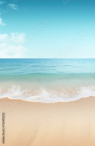 A beach scene with waves and sky. Generative AI.