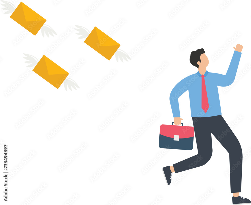 Businessman runs away from an email with notification, Running away and escaping overwork, inbox or digital overload, Workload and urgent messages concept,
Businessman runs away from an email with notification, Running away and escaping overwork, inbox or digital overload, Workload and urgent messages concept,
