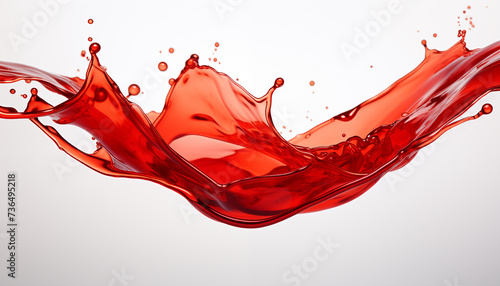 splash of red wine, cherry juice on a white background.