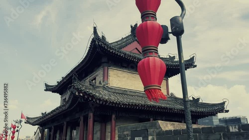 Xian city urban view with Yongning Gate city wall photo