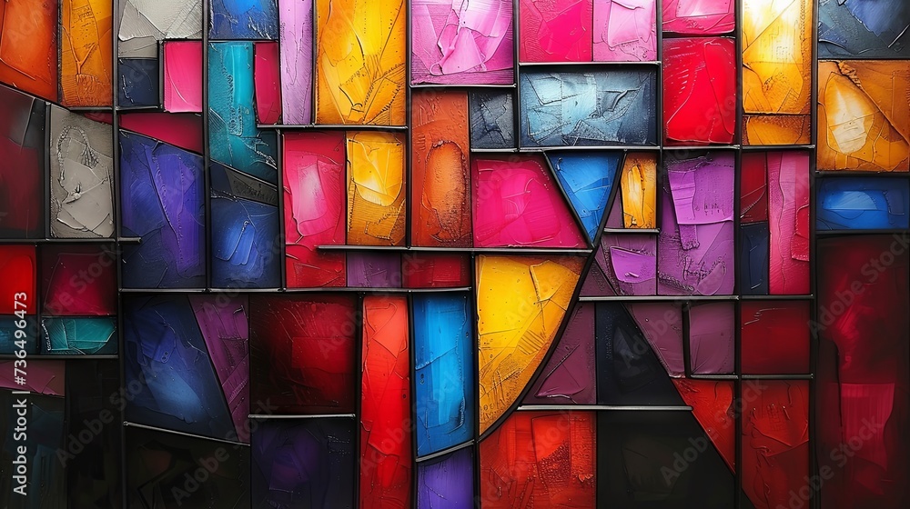 Fototapeta premium Stained glass window background with colorful abstract.