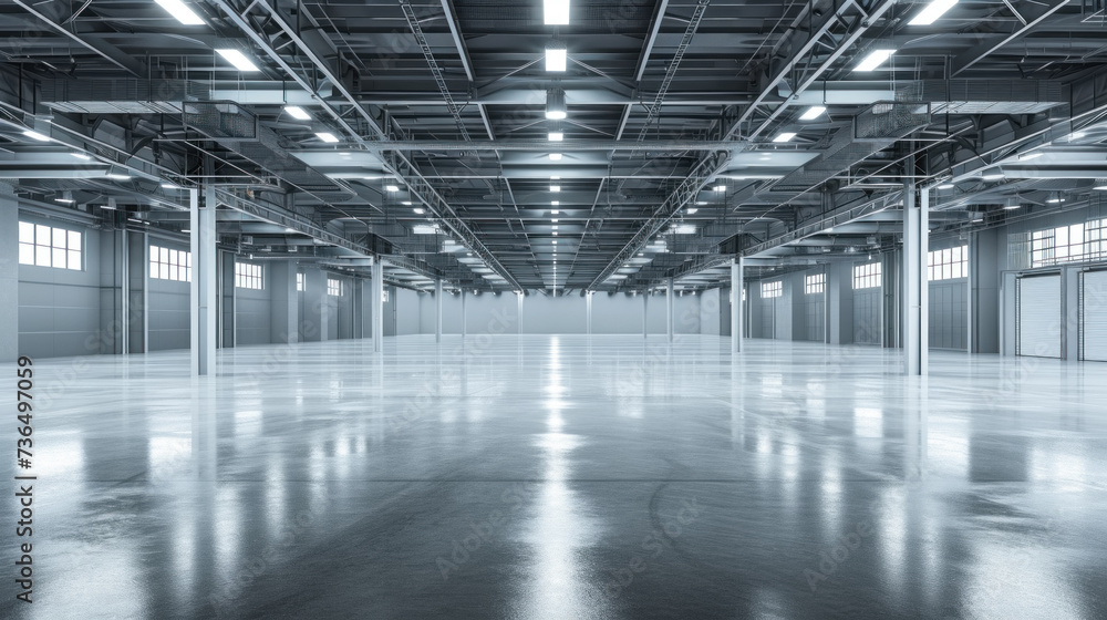 Interior of a large empty warehouse
