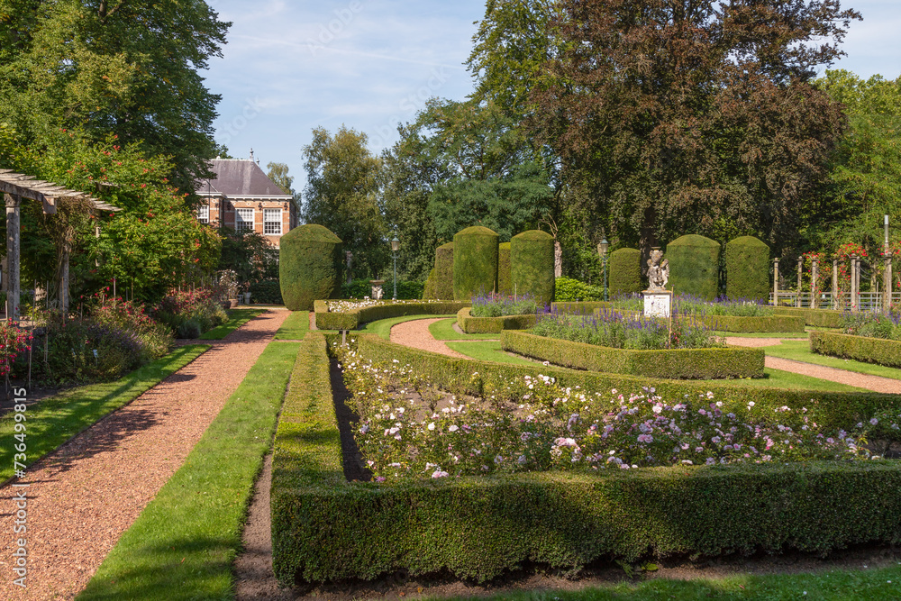 Castle garden of the medieval Bouvigne castle near the city of Breda.