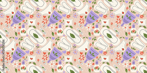 Menstrual period seamless pattern.  feminine hygiene concept. Hand draw vector illustration.