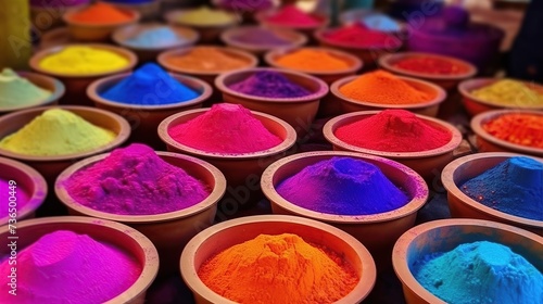Colorful paints for the celebration of Holi