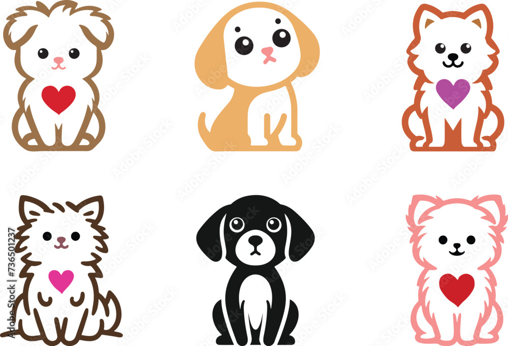 Cute dog icon, cute dog vector illustration Cute dog icon, cute dog vector illustration
