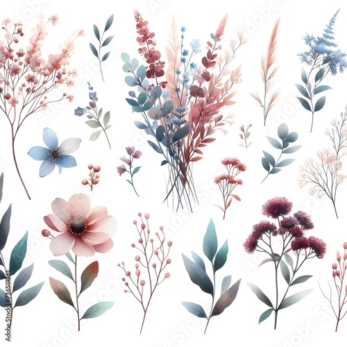 Watercolor Art with Small Botanicals