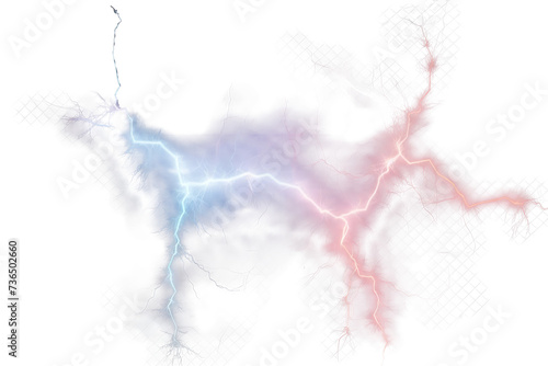 Lightning discharge on a transparent background