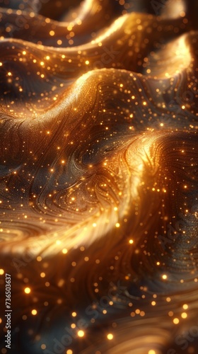 Golden Wavy Abstract Background with Earthen Tones and Shimmering Gold Glitter Generative AI