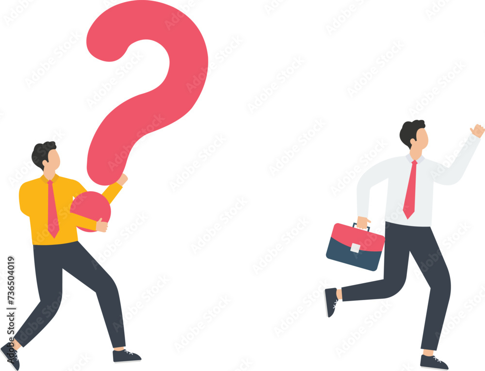 Businessman runs away from a question mark symbol, Run away Question mark and Uncertainty Confusion concept,
Businessman runs away from a question mark symbol, Run away Question mark and Uncertainty Confusion concept,