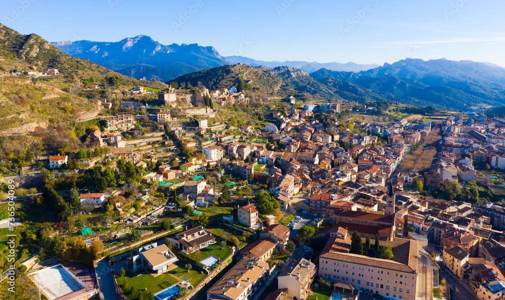 Aerial view of the city of Berga. Catalonia. Spain