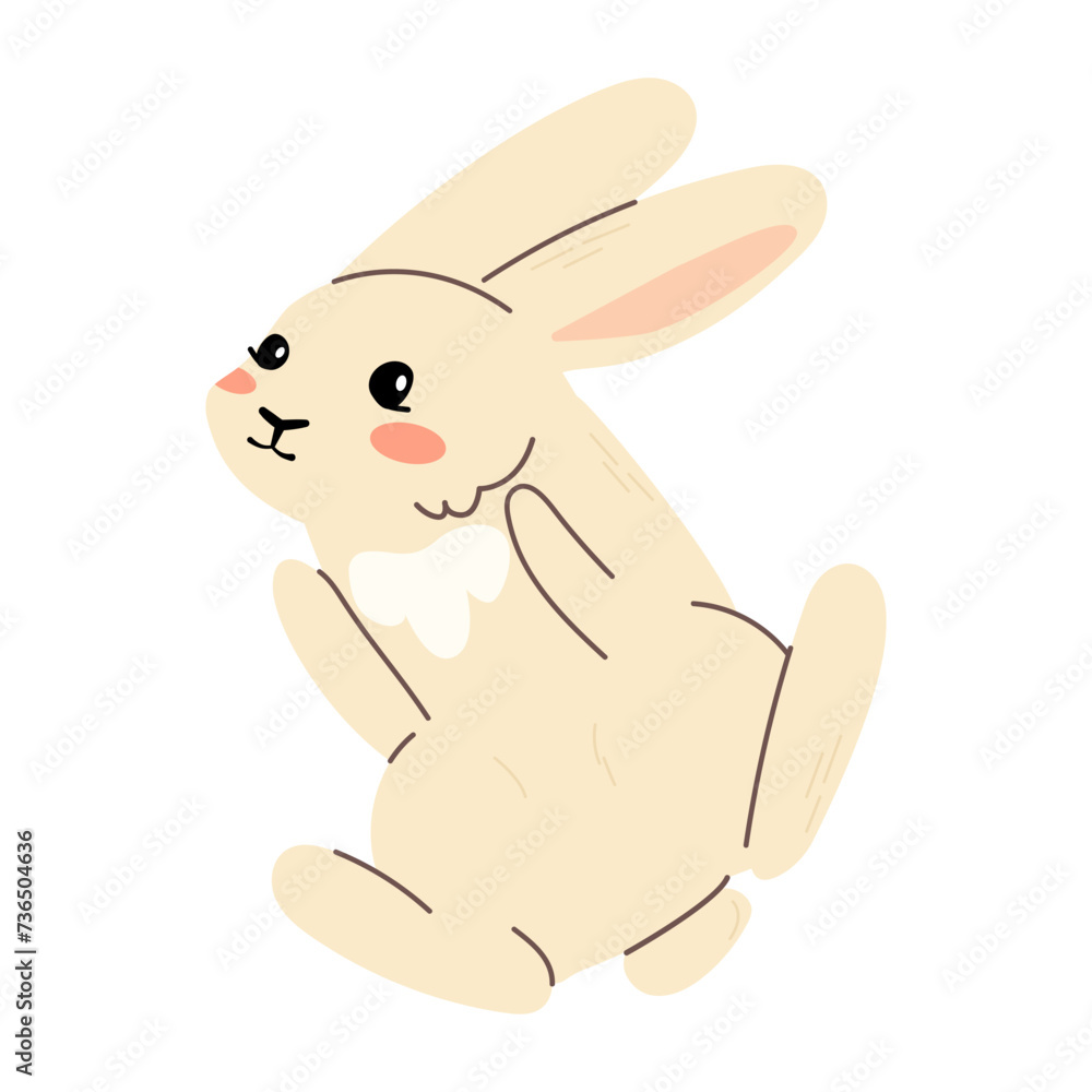 Adorable easter bunny. Hand drawn cute baby character. Spring element decoration in modern simple cartoon flat style for print design. cute spring animal in flat style. Kids design, fabric, wrapping Adorable easter bunny. Hand drawn cute baby character. Spring element decoration in modern simple cartoon flat style for print design. cute spring animal in flat style. Kids design, fabric, wrapping