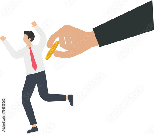 The manager gives a Dollar coin to a businessman, Teamwork and support concept, 