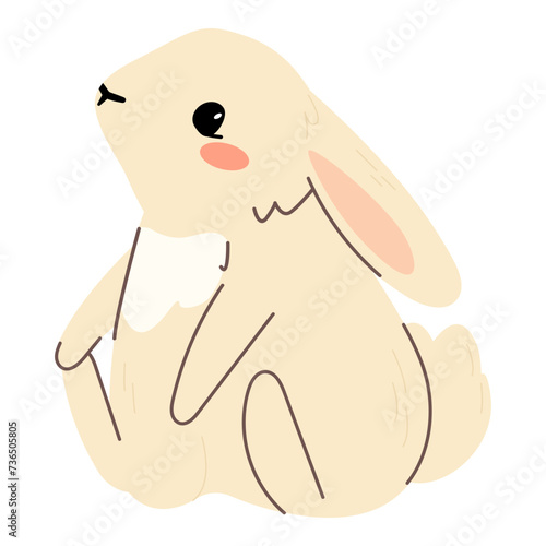 Adorable easter bunny. Hand drawn cute baby character. Spring element decoration in modern simple cartoon flat style for print design. cute spring animal in flat style. Kids design, fabric, wrapping