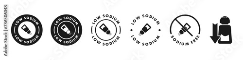 Low Sodium. Vector labels for food and drink products. Icons for packaging. photo