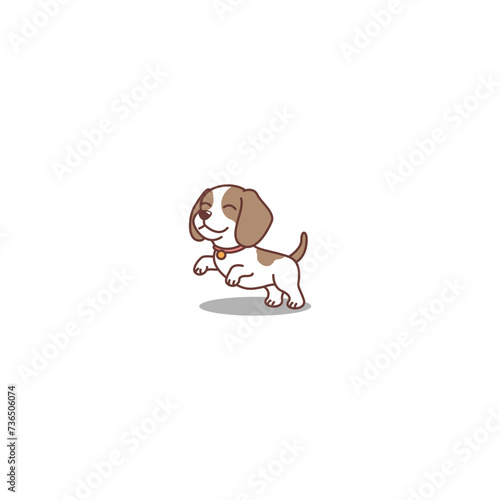 Cute beagle dog jumping cartoon, vector illustration