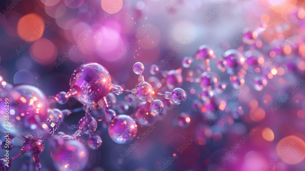 Vivid abstract background with pink and blue bubble-like waves, evoking a dreamy, microscopic world