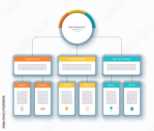 Infographic process flow chart. Clean minimalistic vector template. Can be used as diagram, graph, chart, workflow layout for web, report, business presentation.