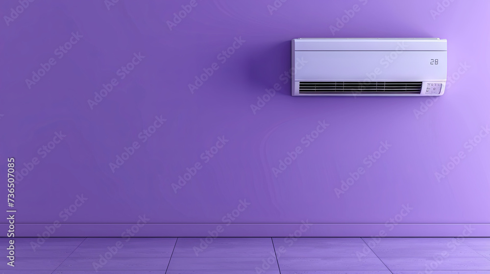 White air conditioner on a purple wall White air conditioner on a purple wall