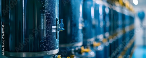 Closeup of a functioning water treatment filter system in macro view. Concept Macro Photography, Water Treatment, Filter System, Closeup View, Functioning