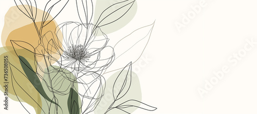 Botanical arts. Hand drawn continuous line drawing of abstract flower. Vector illustration