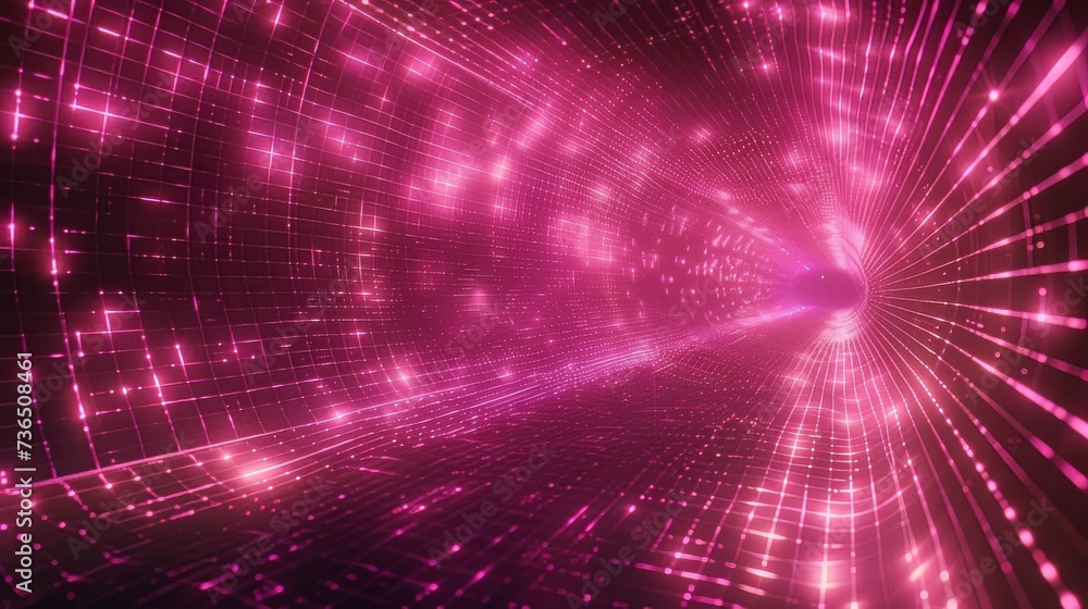A mesmerizing 3D rendering of a digital matrix, composed of intricate particles and grids A mesmerizing 3D rendering of a digital matrix, composed of intricate particles and grids