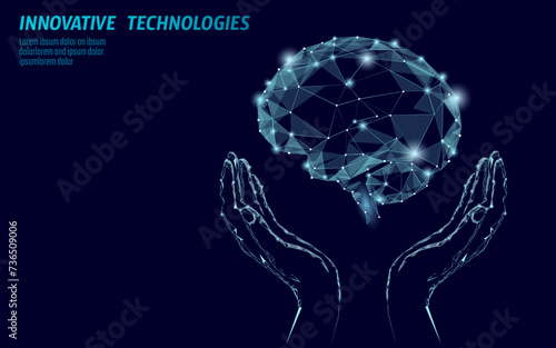 World Mental Health Awareness Week. Mood support drug therapy medical care. Balance depression correction. Psychology disorder brain polygon medicine science banner vector illustration