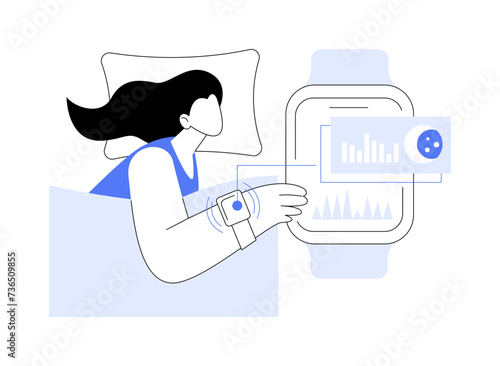 Smartwatch sleep tracking isolated cartoon vector illustrations.