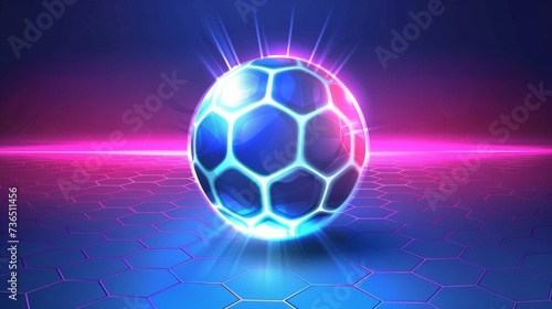 Vibrant neon soccer ball on a luminous background, ideal for a football championship theme © Chingiz