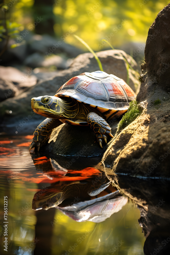 Fototapeta premium Realistic animal images in nature. Animals and nature. Images created by AI.