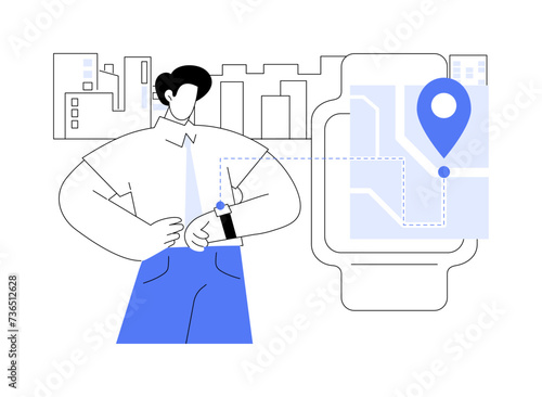 Smartwatch navigation isolated cartoon vector illustrations.