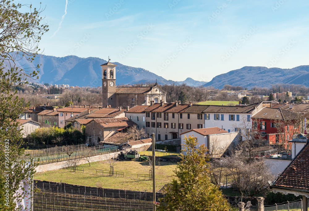 Landscape of the Ligornetto village, district of the city of Mendrisio, Ticino, Switzerland