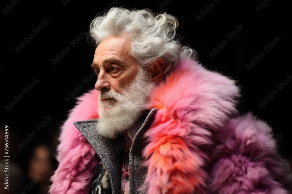 Voluminous fur coat at fashion show. Voluminous fur coat at fashion show.