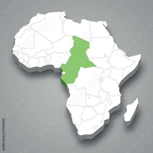 French Equatorial Africa location within Africa 3d map
