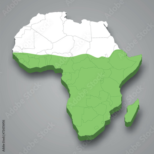 Sub-Saharan  location within Africa 3d map