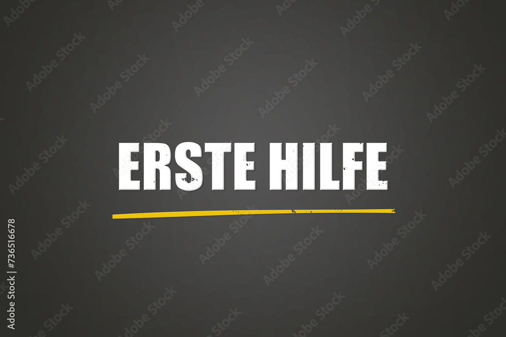 Erste Hilfe. Eine schwarze Tafel mit weissem Text. Illustration mit Grunge Textstil. Erste Hilfe. Eine schwarze Tafel mit weissem Text. Illustration mit Grunge Textstil.