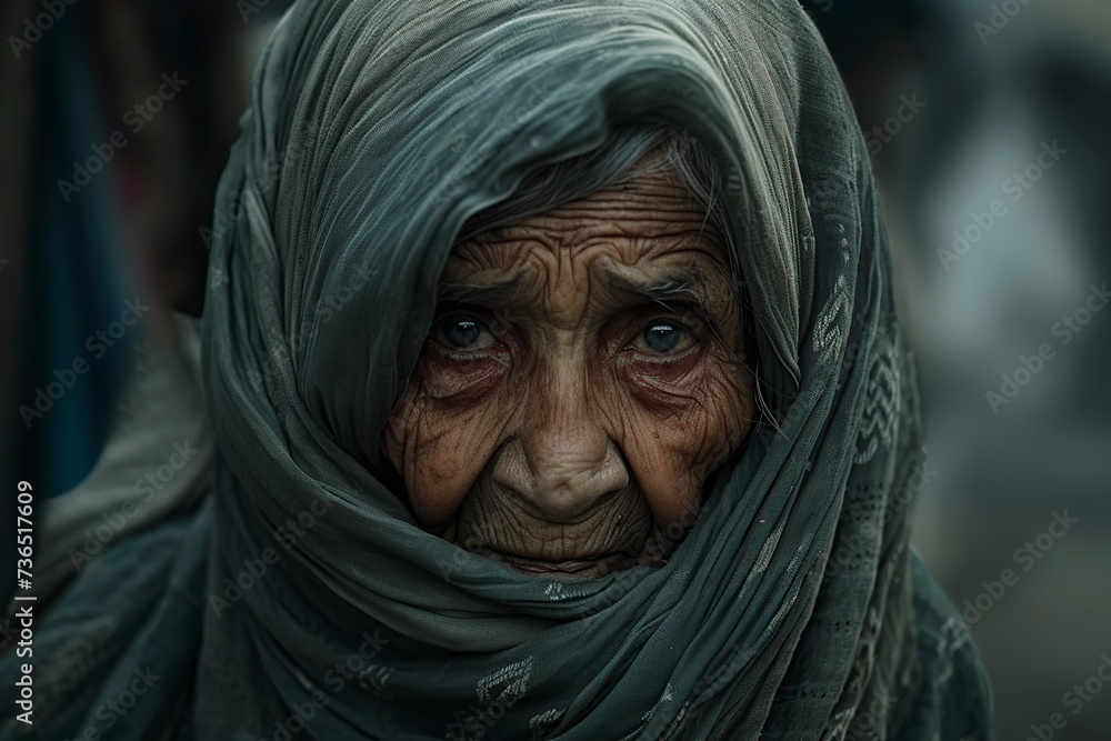 very sad, tired and wrinkled old woman looking at the camera very sad, tired and wrinkled old woman looking at the camera