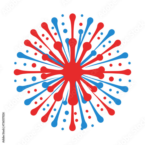 graphics large red and blue fireworks