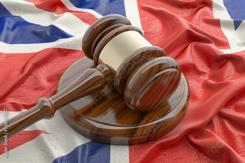 wooden judge's gavel with the flag of England © Jorge Ferreiro