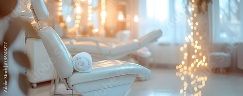 Luxurious dermatology clinic with expert treatments for VIP customers promoting relaxation and rejuvenation. Concept VIP treatments, Relaxation therapies, Rejuvenating facials, Luxurious dermatology photo