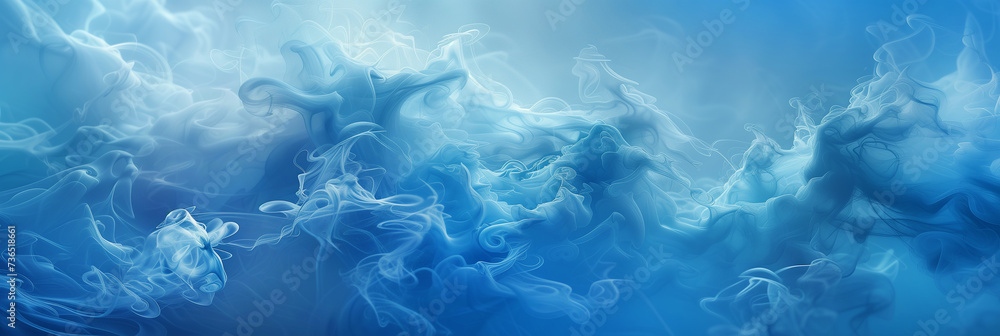 Obraz premium Abstract blue smoke on blue background. Creative banner image.