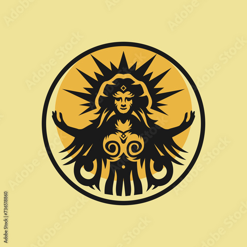 Fototapeta Naklejka Na Ścianę i Meble -  Silhouette sun god logo design 