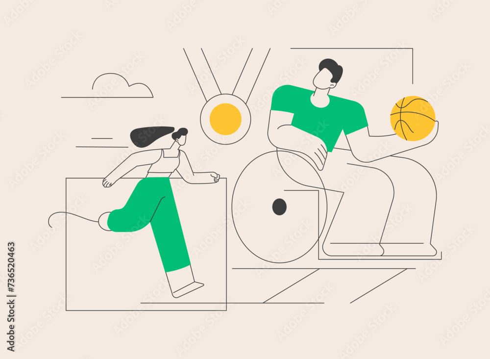 Disabled sports abstract concept vector illustration.