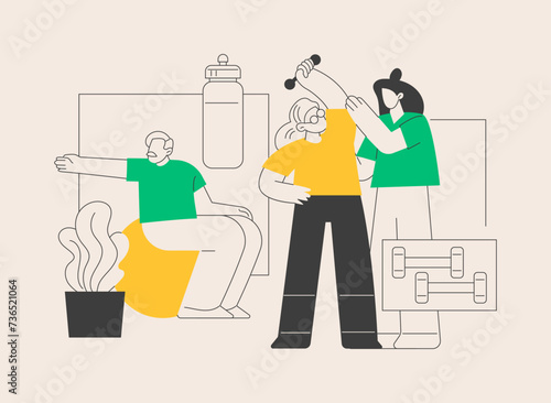 Elder fitness abstract concept vector illustration.