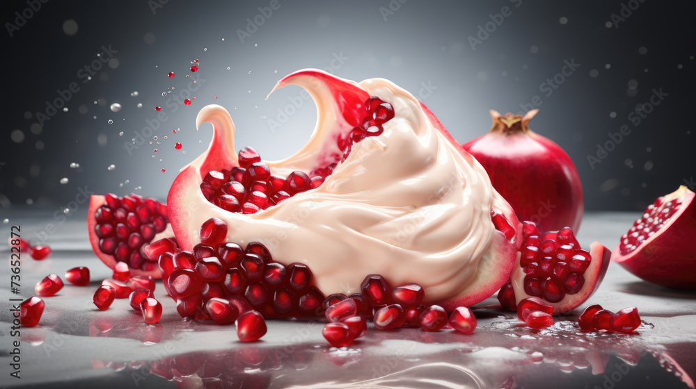Cosmetic cream in a jar with fresh pomegranate. Pomegranate extract. Cosmetics Cosmetic cream in a jar with fresh pomegranate. Pomegranate extract. Cosmetics