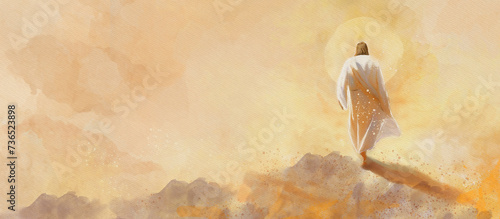 Tableau sur toile Jesus. Watercolor biblie story