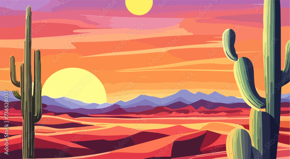 Desert landscape abstract art background. Texas western mountains and ...
