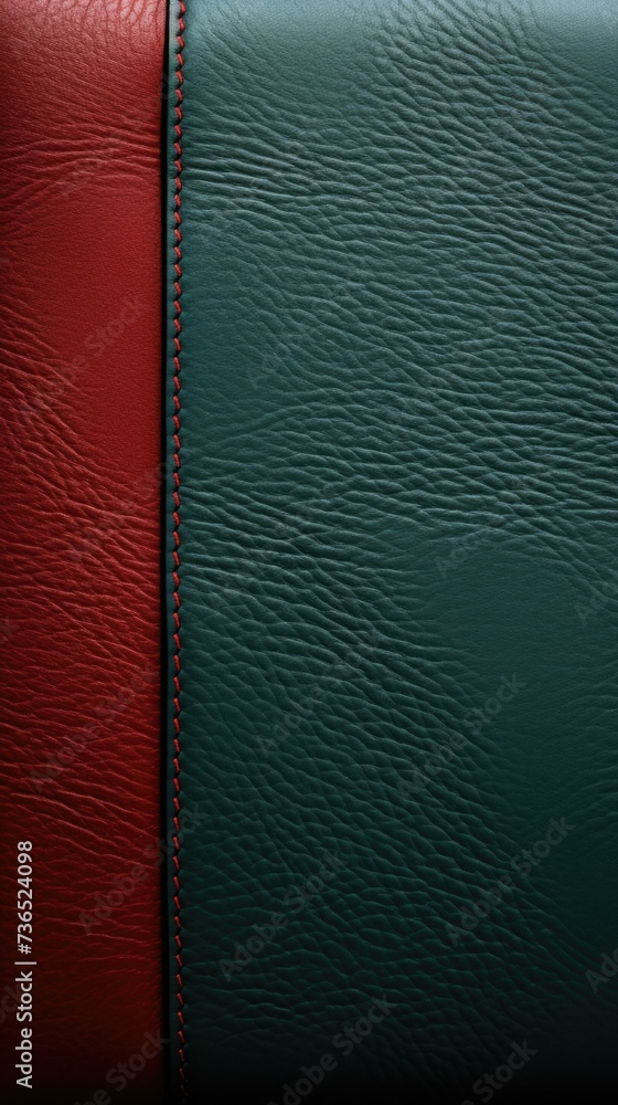 Fototapeta premium A close up of a red and green leather background. Generative AI.
